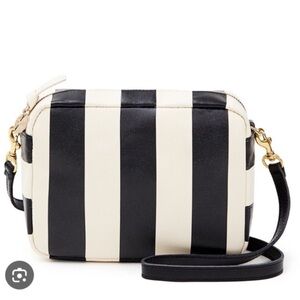 Clare V Cream and Black Stripe Midi Crossbody Bag